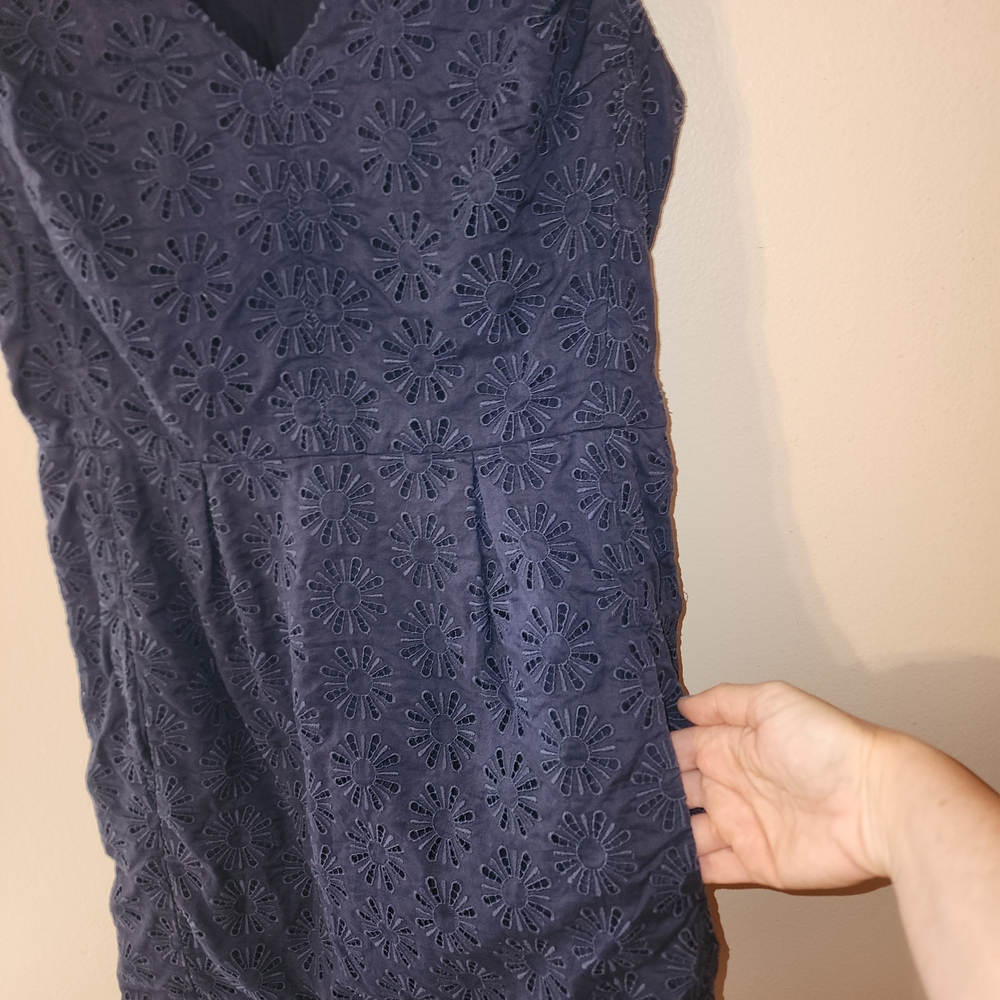 Diane Von Furstenberg Navy Eyelet Mini Dress - Picture 6 of 9